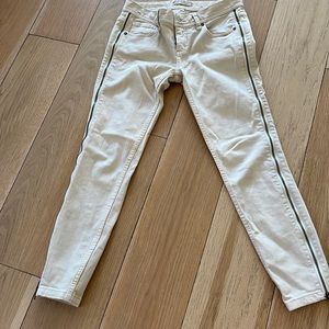 Free People beige jeans with zippers on sides